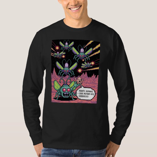 Retro Arcade Manti Aliens Pixel Art - Funny Defend T-Shirt (Vorderseite)