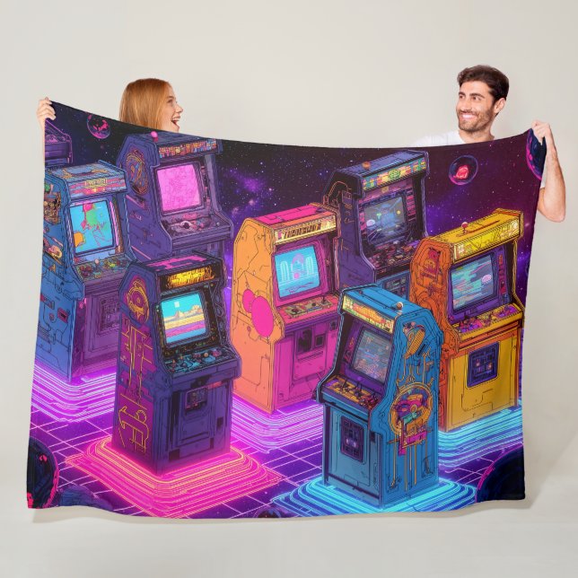 Retro-Arcade-Maschinen Fleecedecke (Beispiel)
