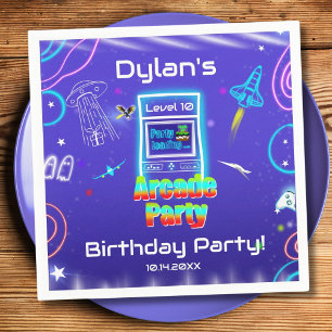 Retro-Arcade-Party zum Geburtstag mit Power-Up Serviette