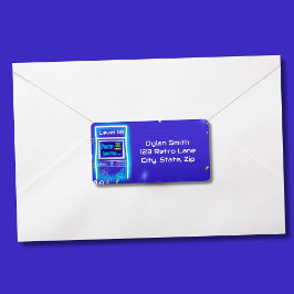 Retro Arcade Power Up Gaming Geburtstagsparty Adressaufkleber