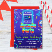 Retro Arcade Power Up Gaming Geburtstagsparty