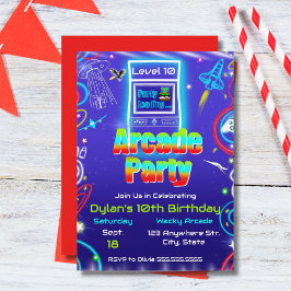 Retro Arcade Power Up Gaming Geburtstagsparty Einladung