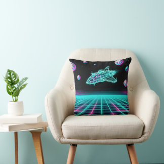 Retro Arcade Space Grid Pillow Kissen