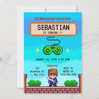 Retro-Arcade-Spieler Cooles Videospiel Gaming Gebu Einladung