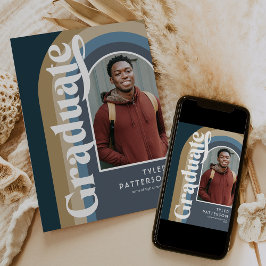 Retro Arch Blue Foto 2025 Abschluss Ankündigung