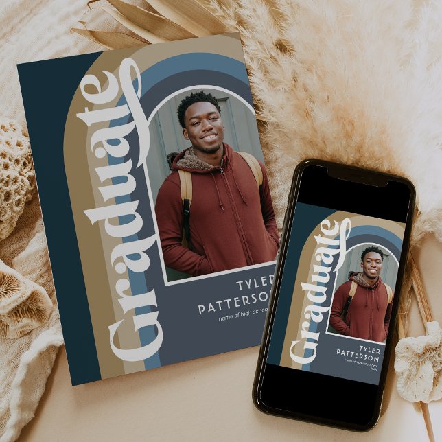 Retro Arch Blue Foto 2025 Abschluss Ankündigung (Von Creator hochgeladen)