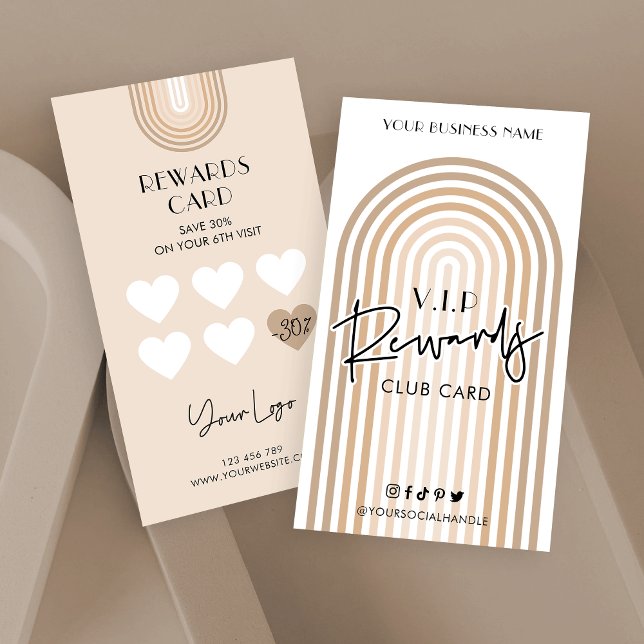 Retro Arch Boho Beige Trendy Business Logo Treuekarte (Von Creator hochgeladen)