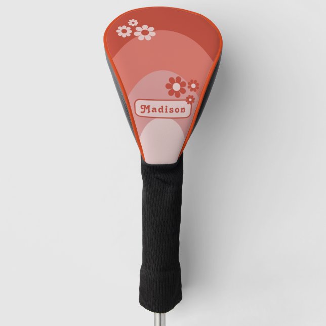 Retro Arch Floral Name Golf Headcover (Vorderseite)