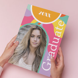 Retro Arch Foto 70er Rosa Abschluss Einladung