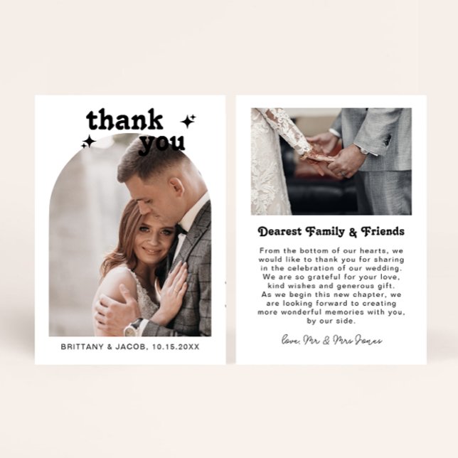 Retro Arch Foto-Hochzeit Dankeskarte (Von Creator hochgeladen)