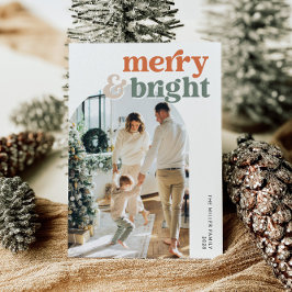 Retro Arch Foto Merry & Bright Holiday Card Feiertagskarte