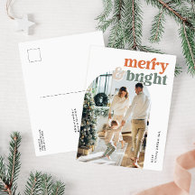 Retro Arch Foto Merry & Bright Holiday Card