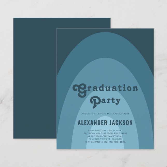 Retro Arch Graduation Party Blue Budget (Vorne/Hinten)