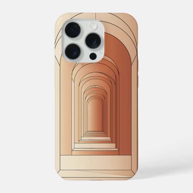 Retro-Arch-Korridor-Linienkunst-Geometrisches Desi iPhone Hülle (Rückseite)