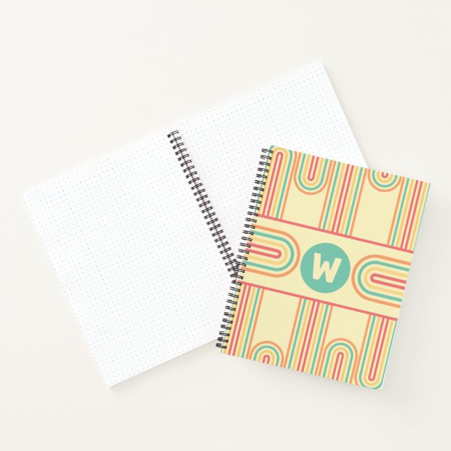 Retro Arch Line Art Monogram Notizbuch (Innenseite)