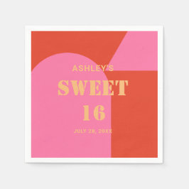 Retro Arch Pink & Orange Sweet 16 Geburtstag Serviette