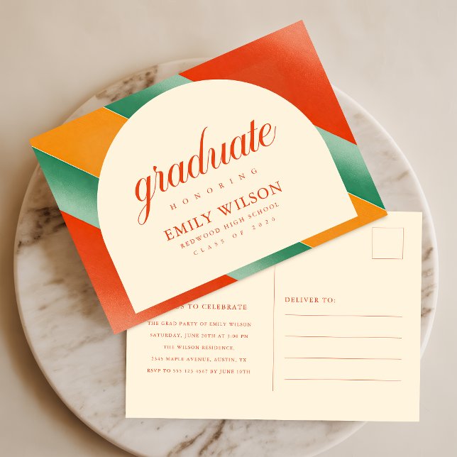 Retro Arch Rahmen Abitur Einladung Postkarte (Von Creator hochgeladen)