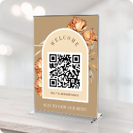 Retro Arch Rose QR Code ScanToView Menu Card Tischnummer