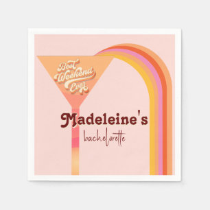Retro Arch Vintag Sunset Abstrakt Bachelorette Serviette