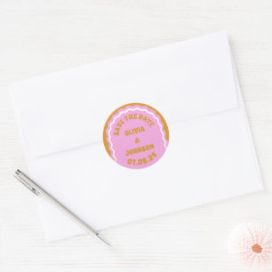 Retro Arch Wedding Date Save the Date gelb Runder Aufkleber