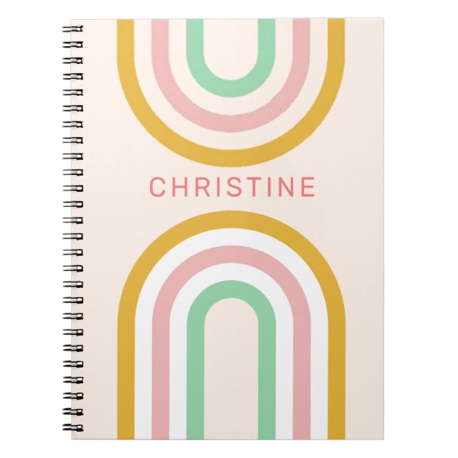 Retro Arched Stripes Pastel Pink Minimal Notizblock (Vorderseite)