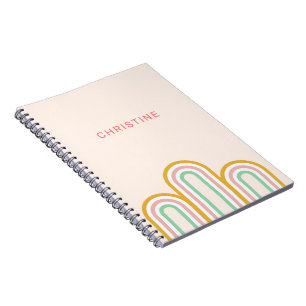 Retro Arched Stripes Pastel Pink Minimal Notizblock