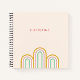 Retro Arched Stripes Pastel Pink Minimal Notizbuch
