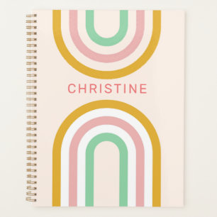 Retro Arched Stripes Pastel Pink Minimal Planer