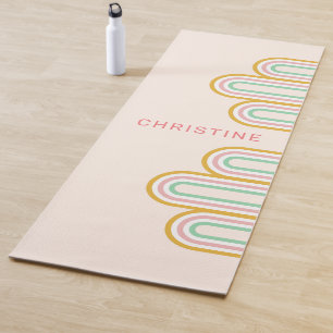 Retro Arched Stripes Pastel Pink Minimal Yogamatte