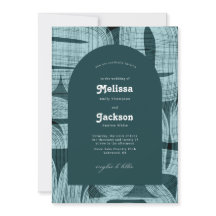 Retro Arches and Bends and Lines Aqua Wedding