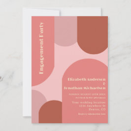 Retro Arches Coral Pink Engagement Party Einladung