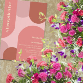 Retro Arches Coral Pink Hochzeitsempfang Begleitkarte