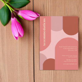 Retro Arches Coral Pink Hochzeitsunterkünfte Begleitkarte