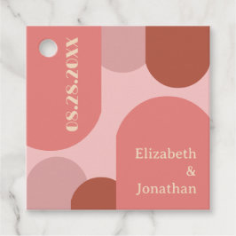 Retro Arches Coral Pink Wedding Geschenkanhänger