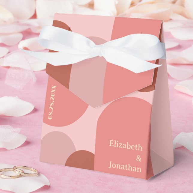 Retro Arches Coral Pink Wedding Geschenkschachtel (Hochzeit)