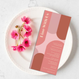 Retro Arches Coral Pink Wedding Menükarte