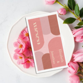 Retro Arches Coral Pink Wedding Napkins Serviette