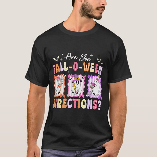 Retro Are You Fall O Ween Directions Teacher Hallo T-Shirt (Vorderseite)