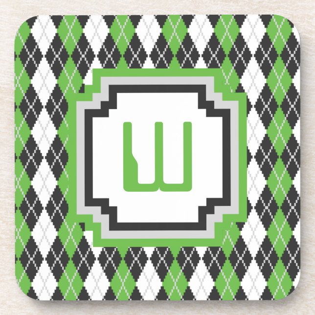 Retro Argyle Quadratischer Untersetzer (Vorderseite)