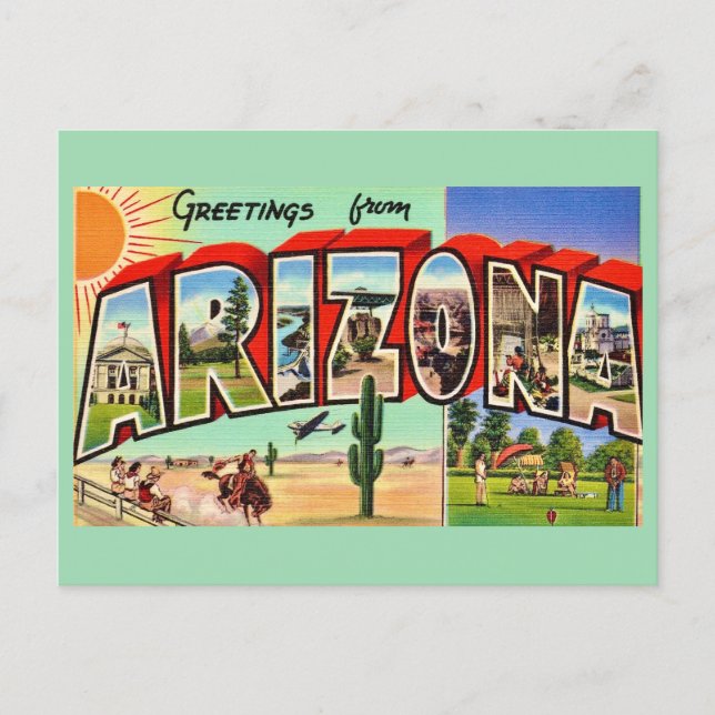 Retro Arizona Grüne Postkarte (Vorderseite)