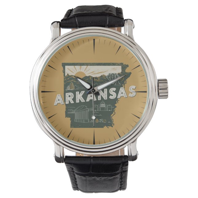 Retro Arkansas Staat Armbanduhr (Vorderseite)