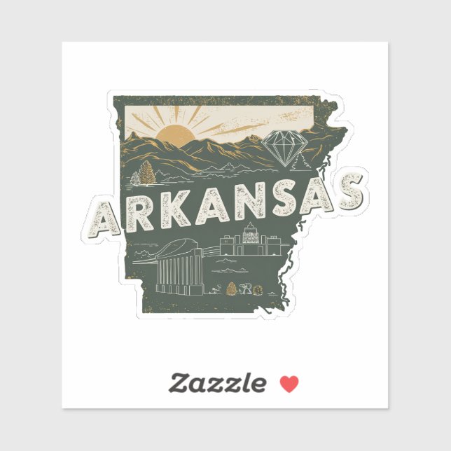Retro Arkansas Staat Car Sticker (Blatt)