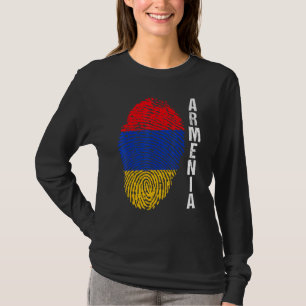Retro Armenia Flag Zuhause Fingerprint Grafisches T-Shirt
