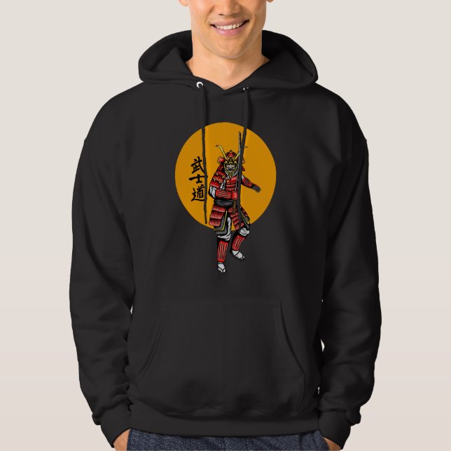 Retro Armored Samurai mit Katana Hoodie (Vorderseite)