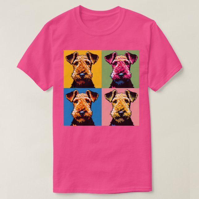 Retro Art Airedale Terrier Niedlich Puppy T-Shirt (Design vorne)