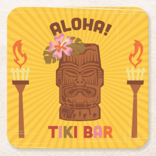 Retro Art Aloha Tiki Bar Rechteckiger Pappuntersetzer