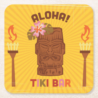 Retro Art Aloha Tiki Bar Rechteckiger Pappuntersetzer
