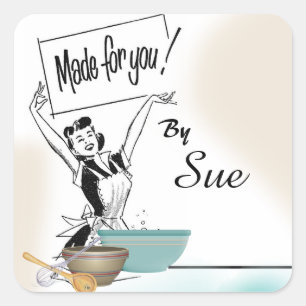 Retro Art-Backen-Aufkleber Quadratischer Aufkleber