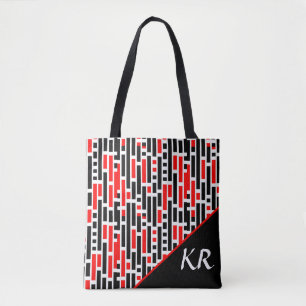 Retro Art Deco Abstraktes rotes Muster Monogramm