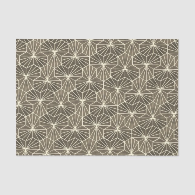 Retro Art Deco Beige Brown Geometric Pattern Seidenpapier (Vorderseite)